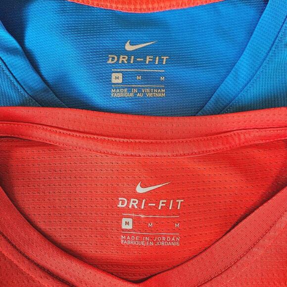 2 PACK! Nike DriFit Quick Dry TShirts Red Blue Boy's Size Medium - Picture 10 of 12
